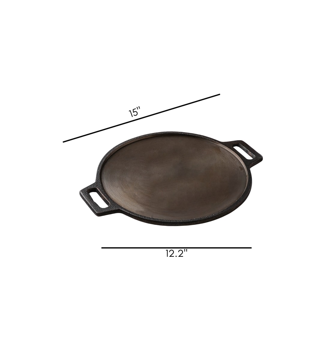 Cast Iron Dosa Tawa - 12 Inches - Flat Bottom - Double Handle - Heavy