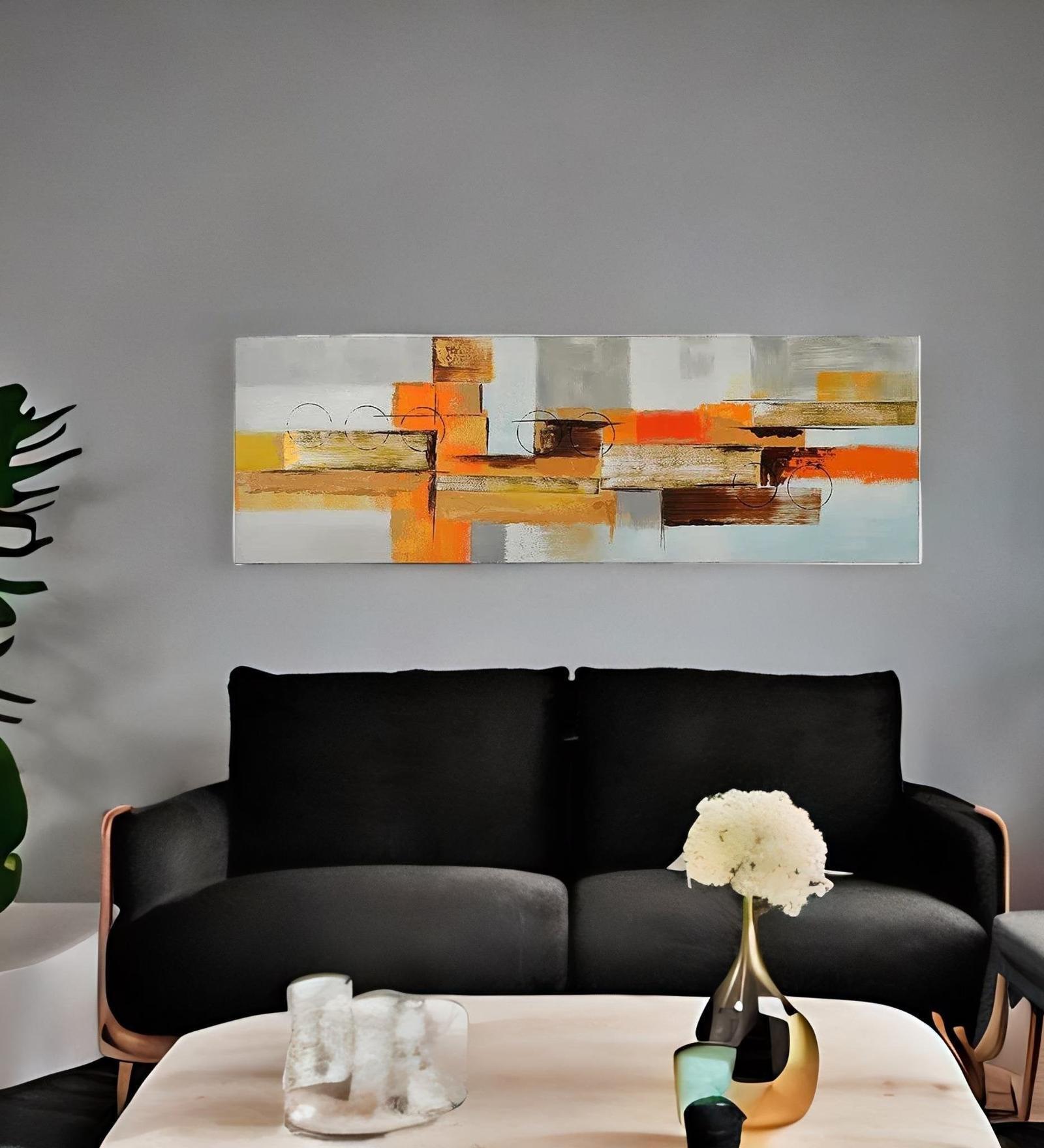 Embossed Geometric Mustard Wood Wall Paintings