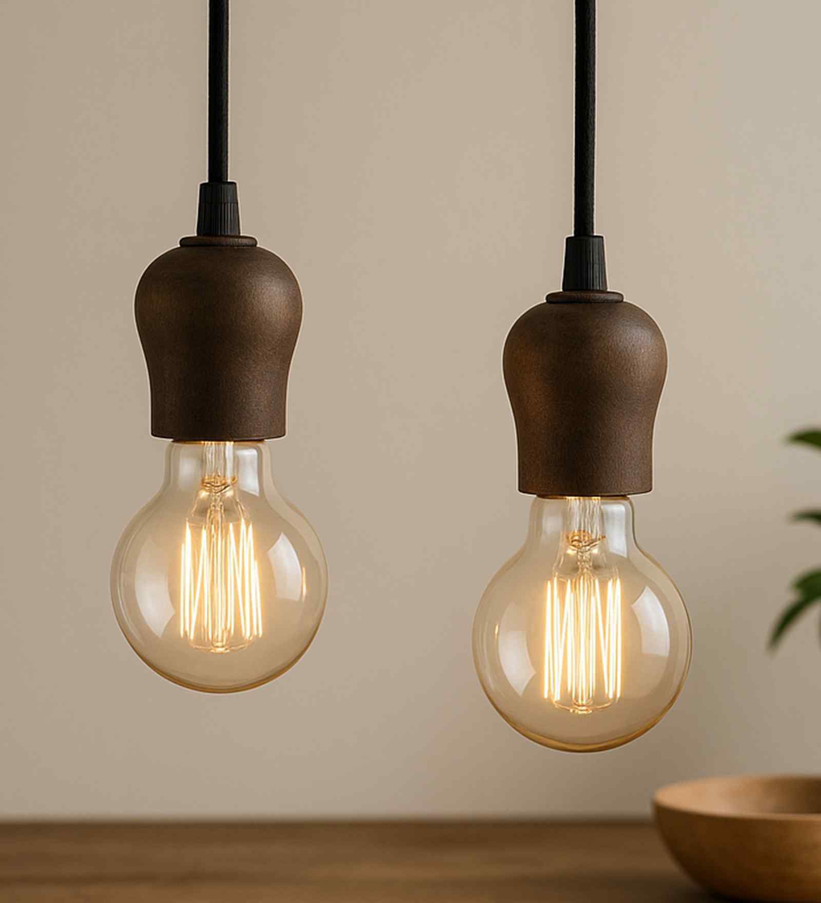 Emelia Black Wood Hanging Light