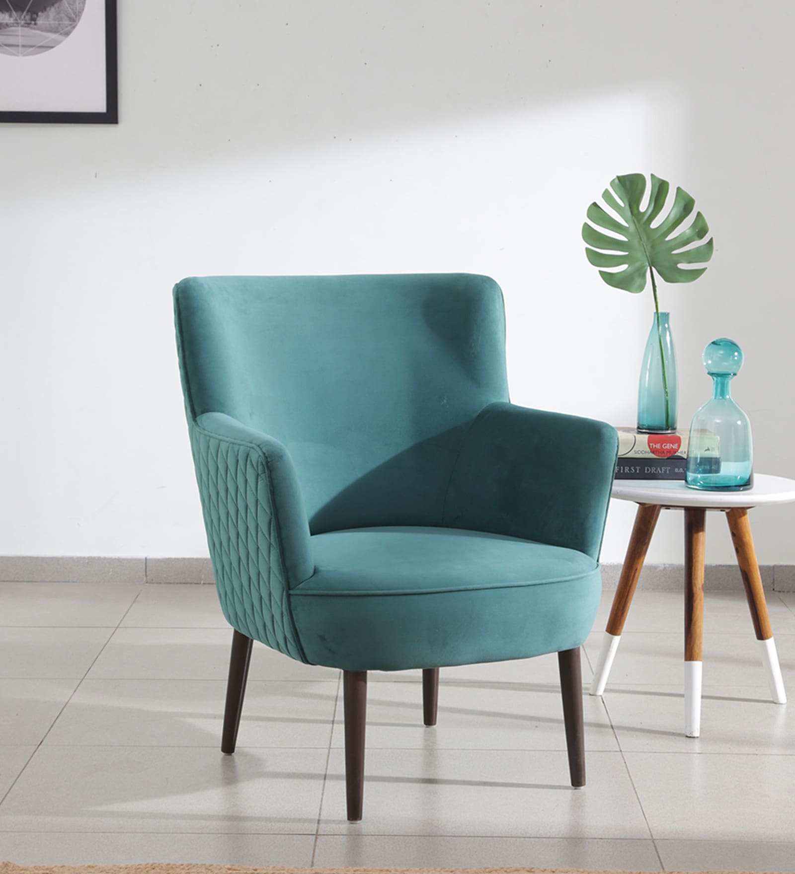 Emerald Chic Velvet Accent Chair In Light Green Colour