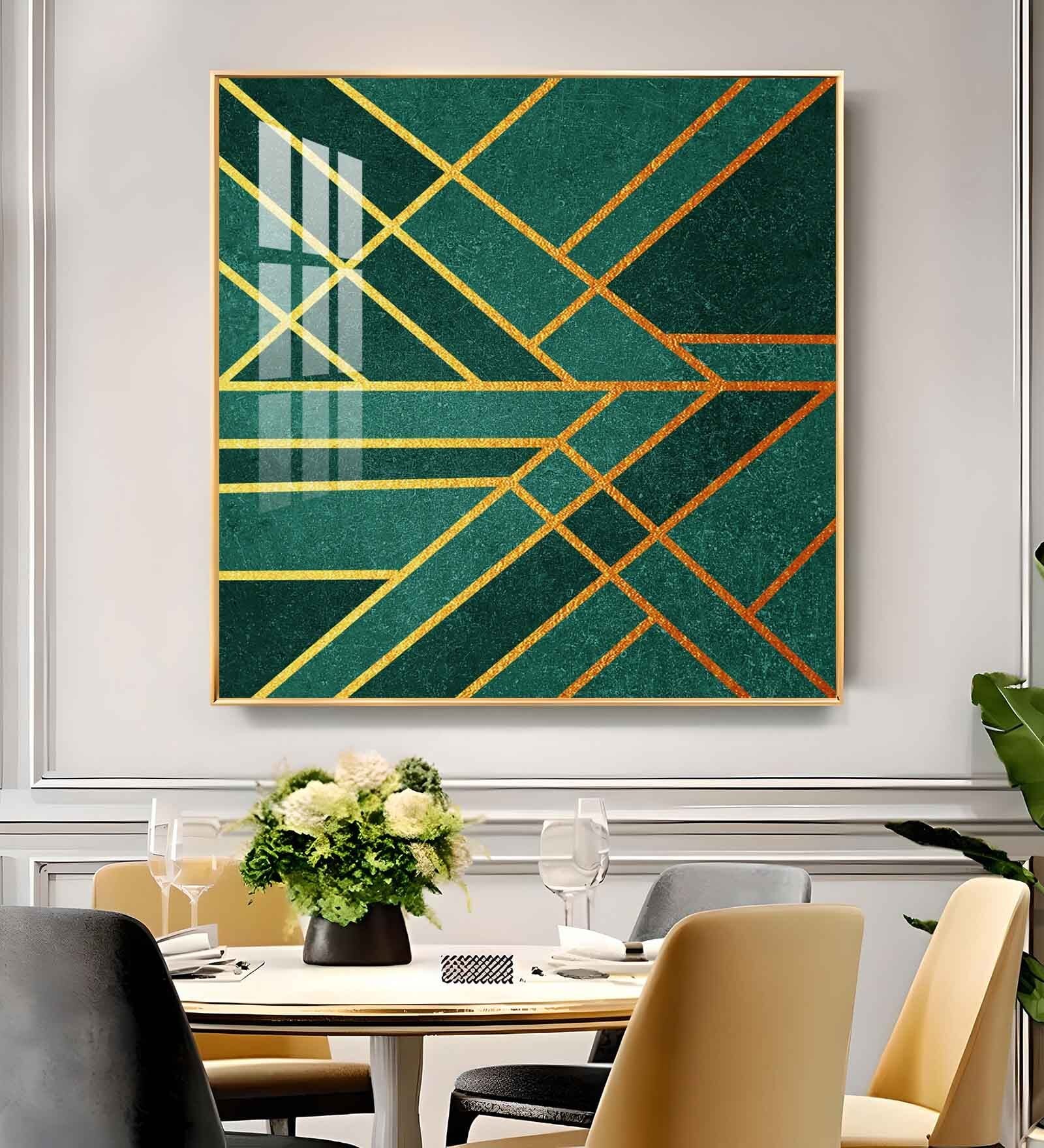 Emerald Radiance Glass Finish Square Wall Art