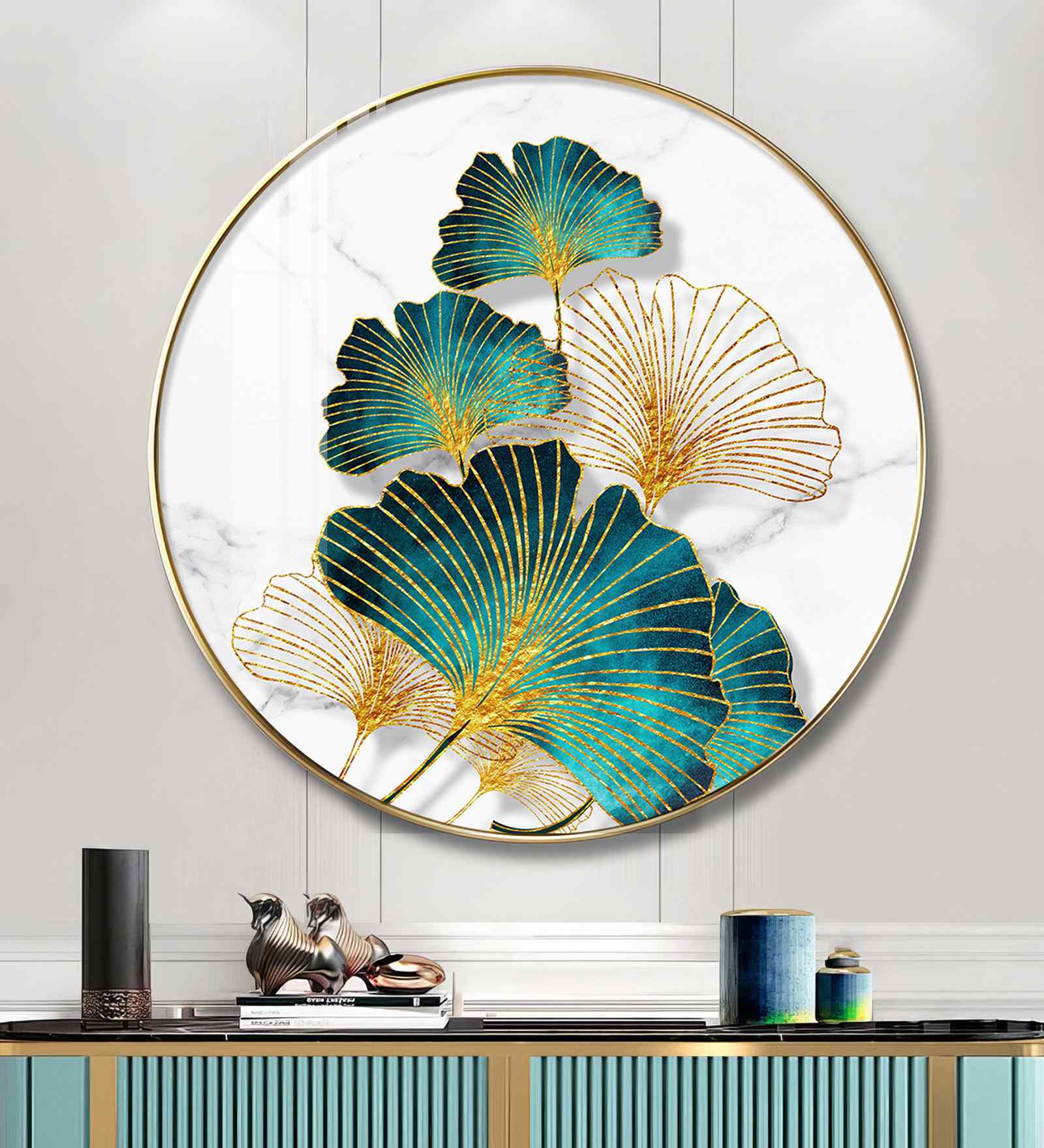 Emerland Petal Design Acrylic Round Wall Art