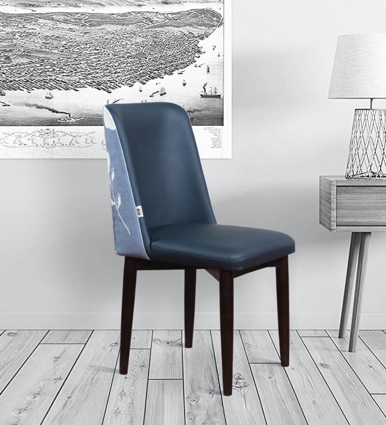 Emil Fabric Dining Chair In Blue Colour