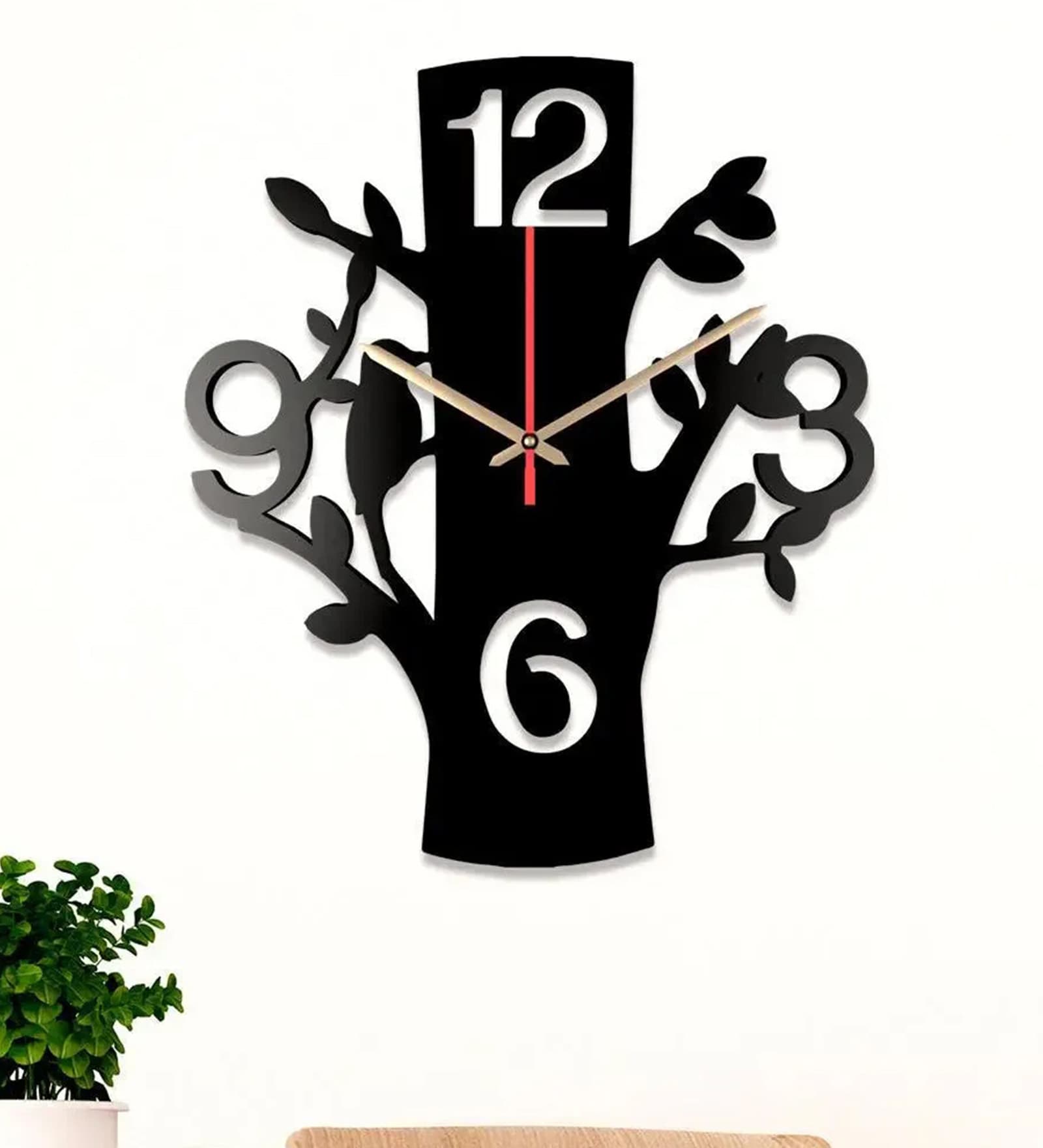 Emilia Engineered Wood Black Wall Clock