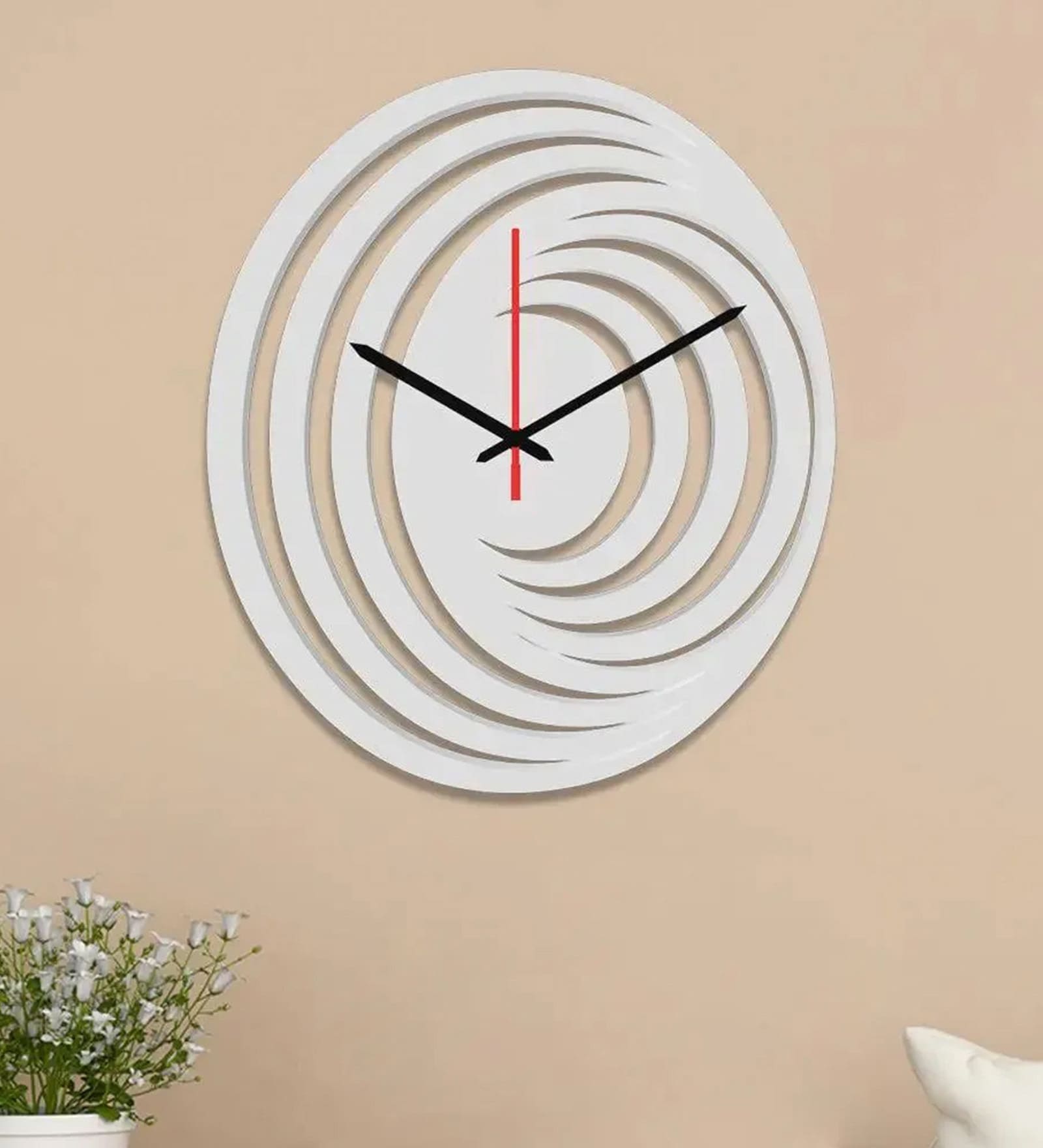 Emilia Engineered Wood White Wall Clock