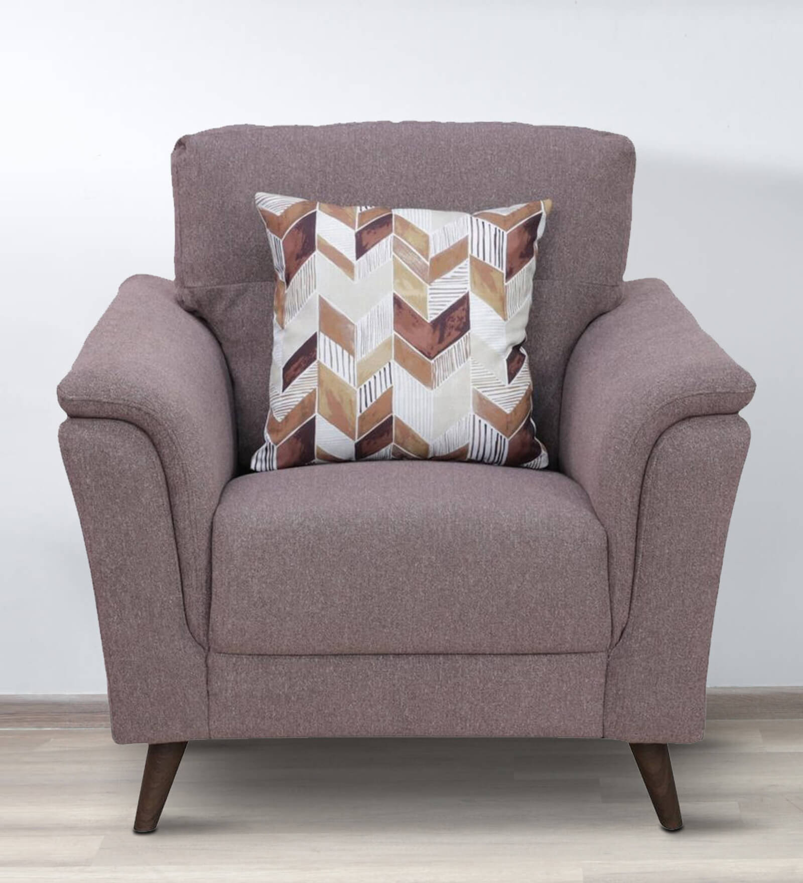 Emilia Fabric 1 Seater Sofa In Brown Colour