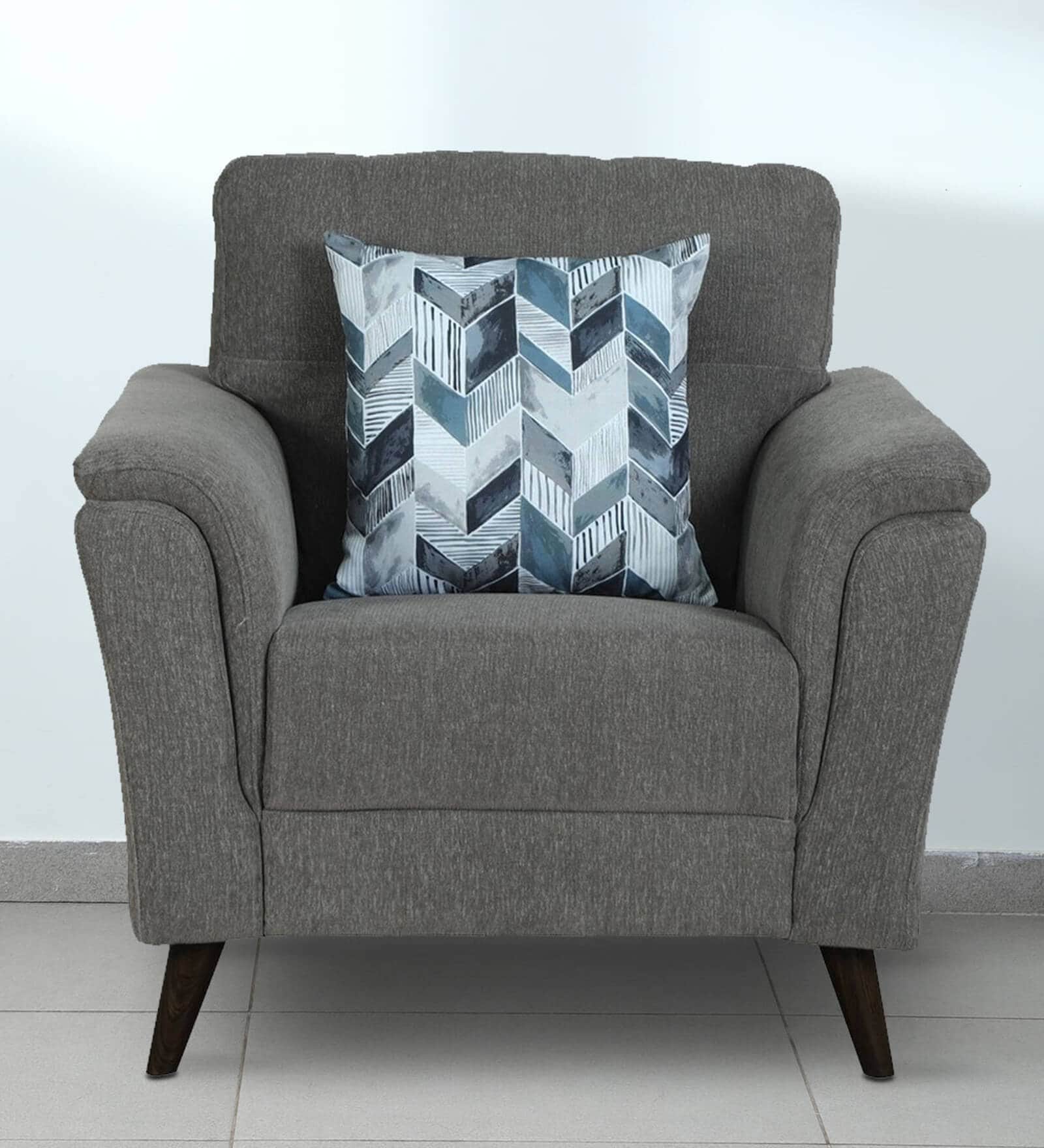 Emilia Fabric 1 Seater Sofa In Dark Grey Colour Emilia Fabric 1 Seater Sofa In Dark Grey Colour