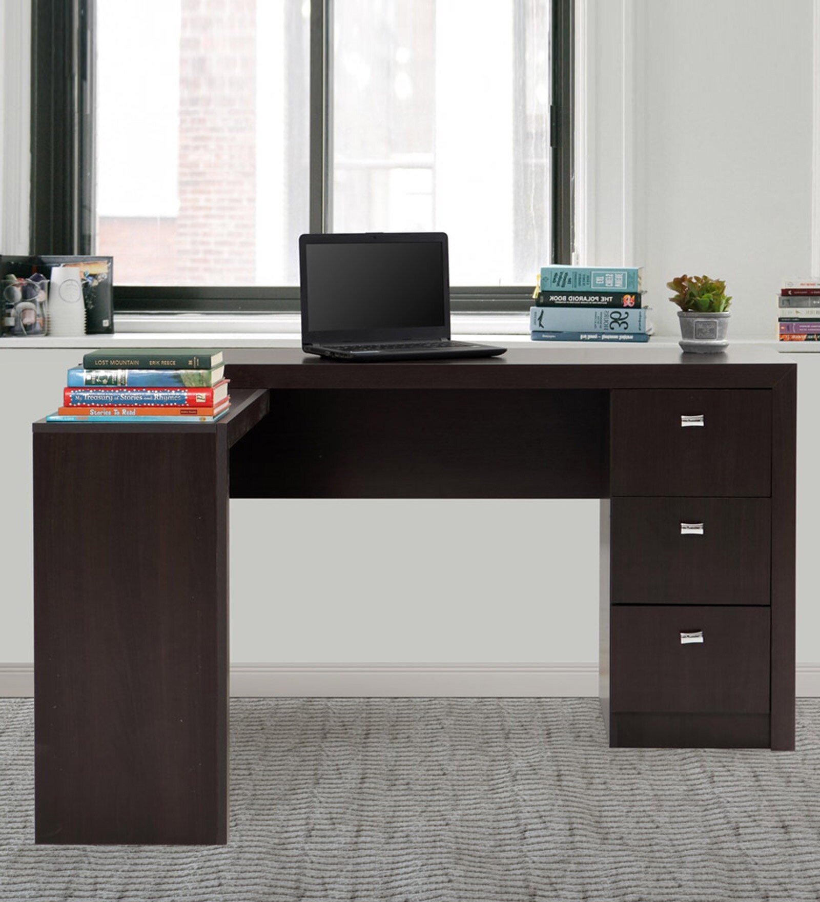 Emily Office Desk In Dark Brown Colour
