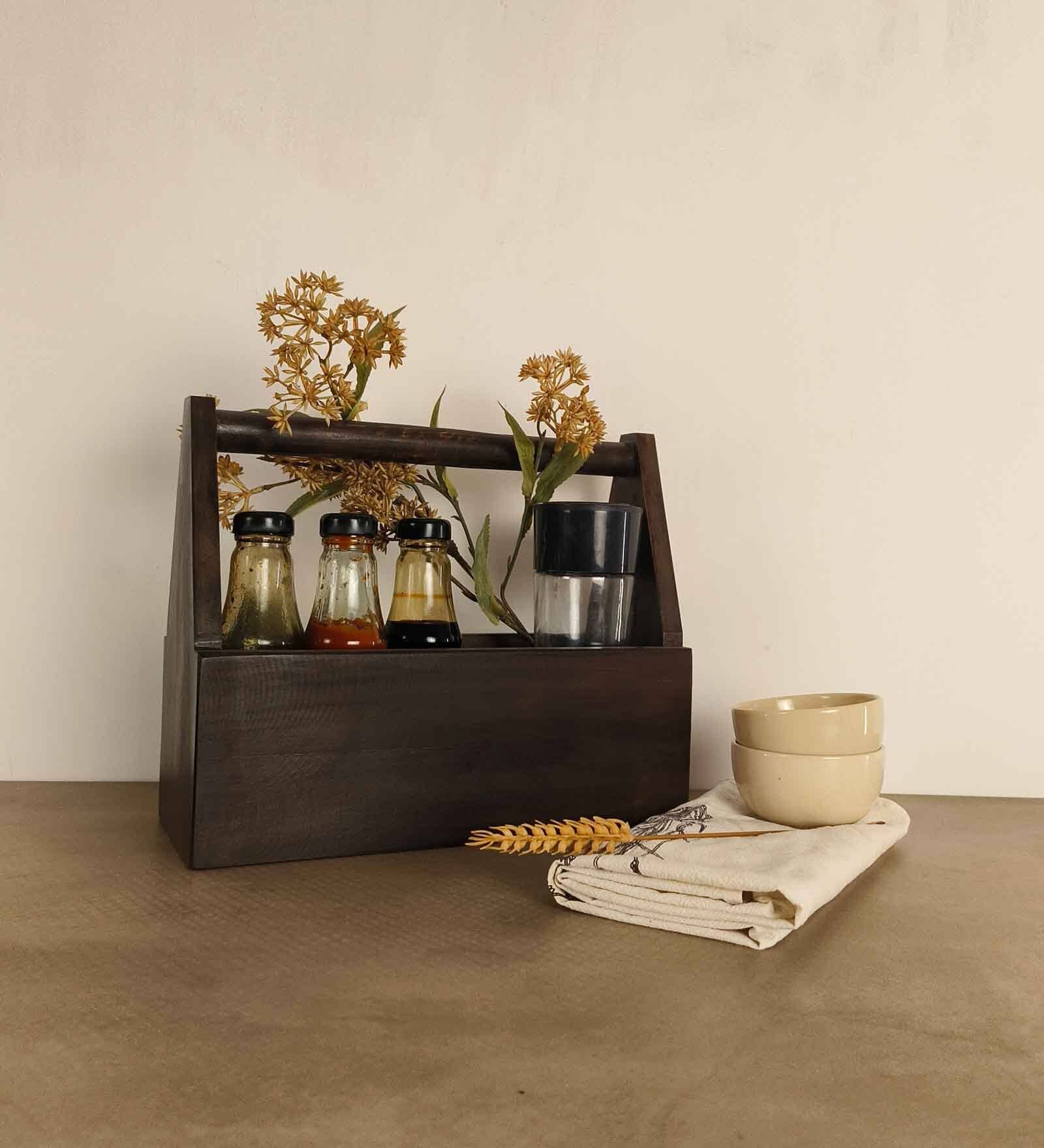 Emily Wooden Bottle & Cutlery Holder