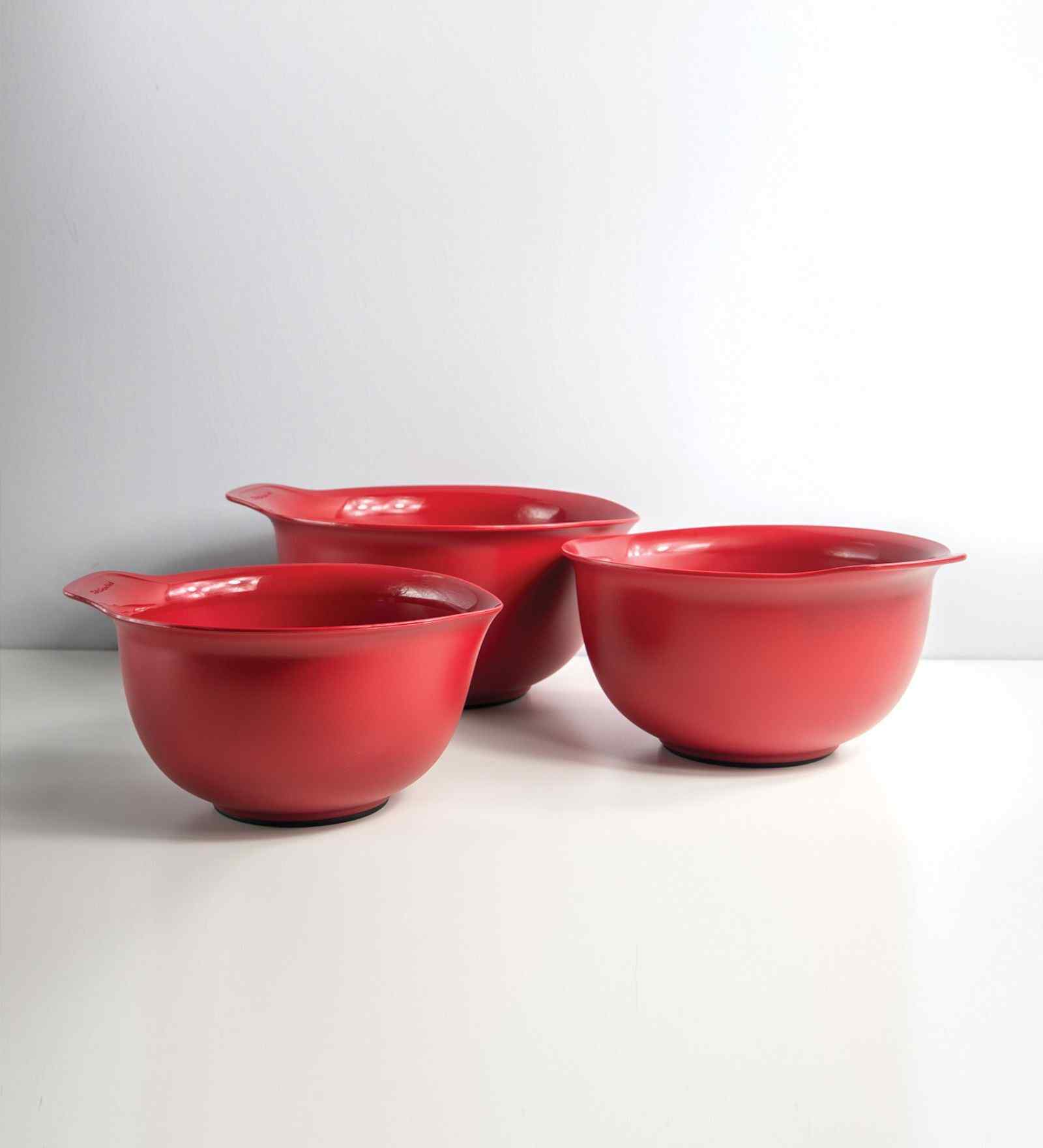 (Set Of 3) Empire Red Polypropylene Mixing Bowls