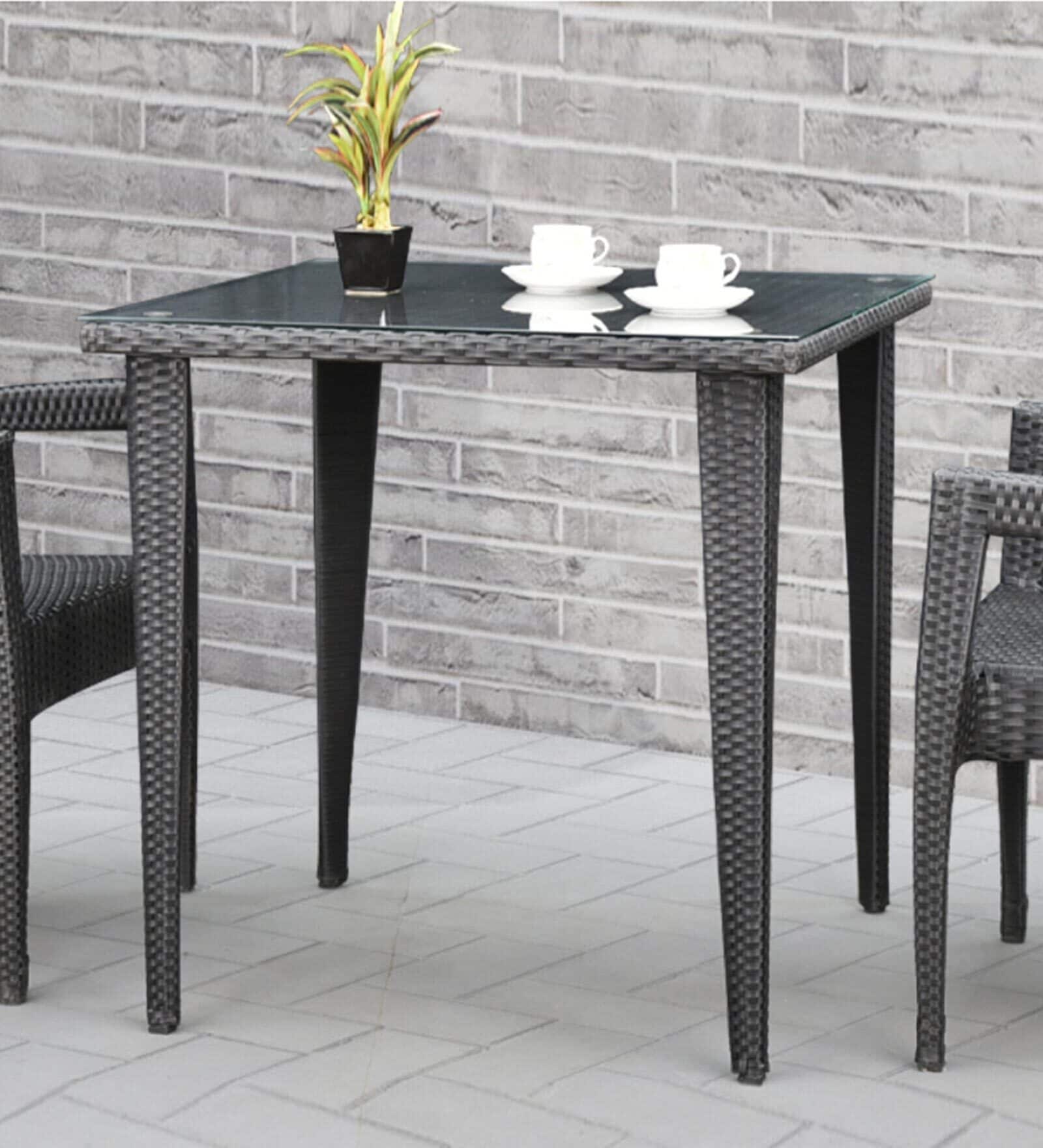 lux Wicker Table in Black Finish lux Wicker Table in Black Finish