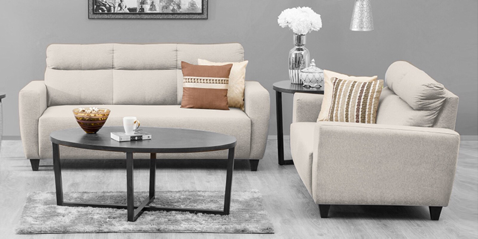 Buy Emily Sofa Set (3+2) in Biege Colour by Home Centre Online Lawson