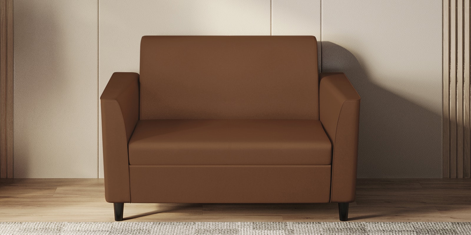 Emperor Synthetic Leather 2 Seater Sofa in Toffee Colour Emperor Synthetic Leather 2 Seater Sofa in Toffee Colour