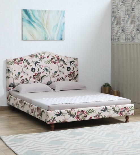 Embrace Queen Size Floral Bed In White Colour