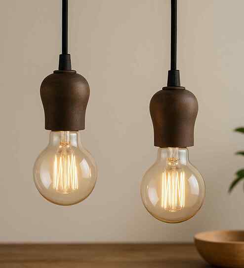 Emelia Black Wood Hanging Light