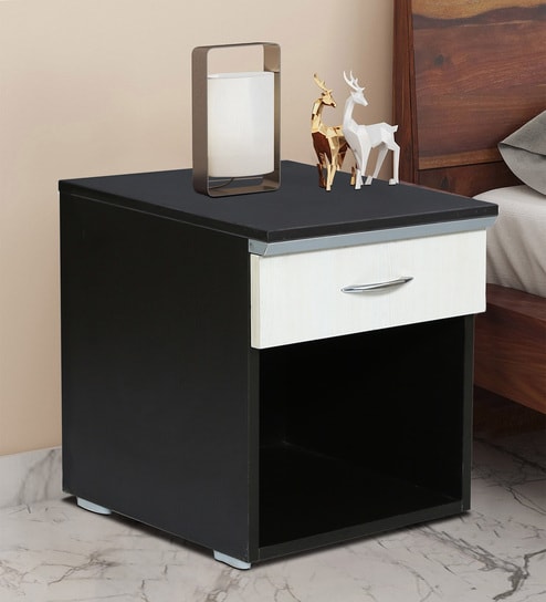 Buy Emerald Bed Side Table With Single Drawer In Wenge White