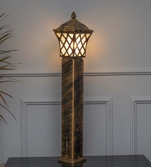 Emerita Single Light Outdoor Bollard Light In Antique Gold Finish
