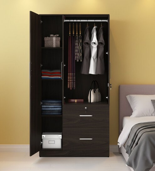 Emika 3 Door Wardrobe in Urban Walnut Finish with Drawers