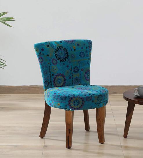 Emiko Fabric Slipper Chair In Teal Colour
