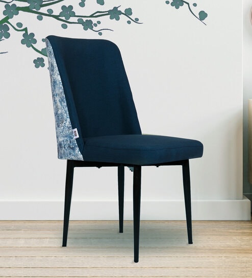 Buy Emil Fabric Dining Chair In Dark Blue Colour at 15 OFF by