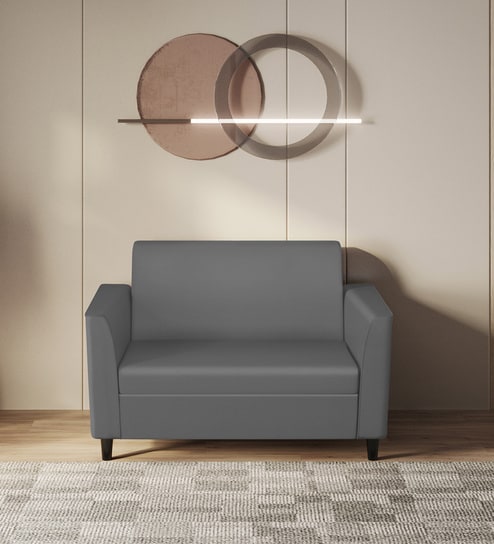 Emperor Synthetic Leather 2 Seater Sofa in Nimbus Grey Colour
