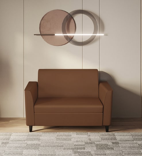Emperor Synthetic Leather 2 Seater Sofa in Toffee Colour
