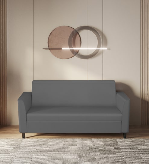 Emperor Synthetic Leather 3 Seater Sofa in Nimbus Grey Colour