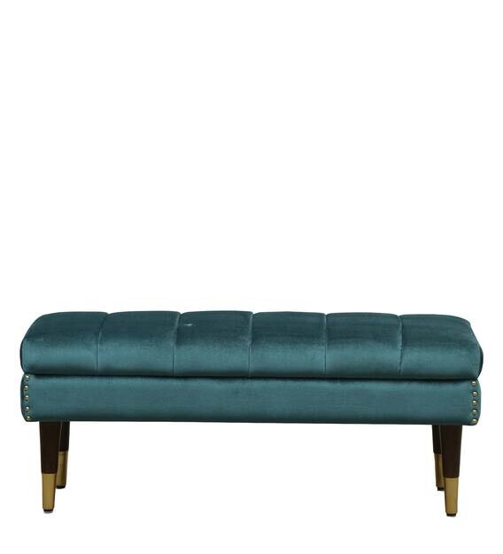 Buy Emmy Upholstered Bench In Teal Colour Bohemiana By Pepperfry