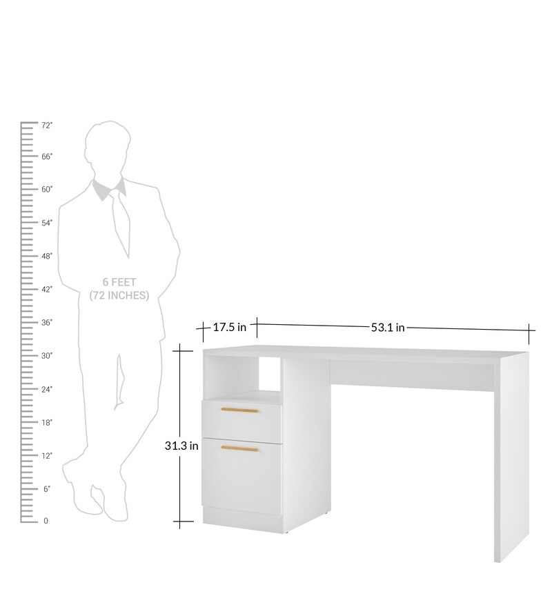 Buy Emica Study Table With Drawer & In White Finish By Mintwud Online Modern Writing