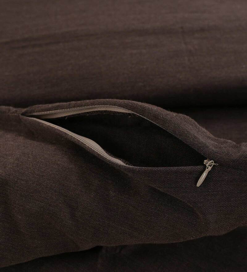 Buy Emmie Brown 100 Cotton Double Bed Duvet Cover With 2 Pillow Covers