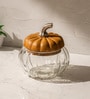 Ember Glass Jar Glass & Acacia Wood with Metal Knob
