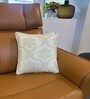 Merletto 100% Cotton 16x16 Inches Embroidered Cushion Cover in Off White Colour