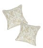 Beige Traditional Cotton 18 x 18 Inches Embroidered Cushion Covers (Set of 2)