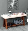 Embroidered wooden bench in Multi Colour