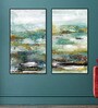 Emerald Green Canvas Framed Landscape Art Panels Set of 2