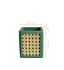 Emerald Green PU Leather and Natural Rattan Desk Organizer Stationery Holder