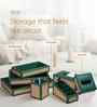 Emerald Green PU Leather and Natural Rattan Tissue Holder with Weighted Bar Design