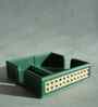 Emerald Green PU Leather and Natural Rattan Tissue Holder with Weighted Bar Design