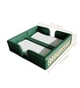 Emerald Green PU Leather and Natural Rattan Tissue Holder with Weighted Bar Design