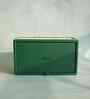 Emerald Green Rectangular PU Leather and Natural Rattan Tissue Box Holder
