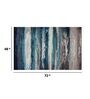 Blue Abstract Viscose 4 ft x 6 ft Hand Tufted Carpet
