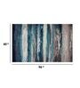 Blue Persian Viscose 5 ft x 7 ft Hand Tufted Carpet