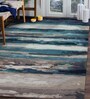 Blue Persian Viscose 5 ft x 7 ft Hand Tufted Carpet