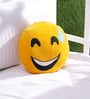 Yellow Velvet Launging Emoji Shaped Cushion