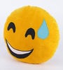 Yellow Velvet Launging Emoji Shaped Cushion