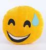 Yellow Velvet Launging Emoji Shaped Cushion