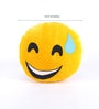 Yellow Velvet Launging Emoji Shaped Cushion