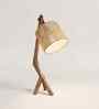 Emphasis Wooden Table Lamp with Jute  Shade & Brown Base