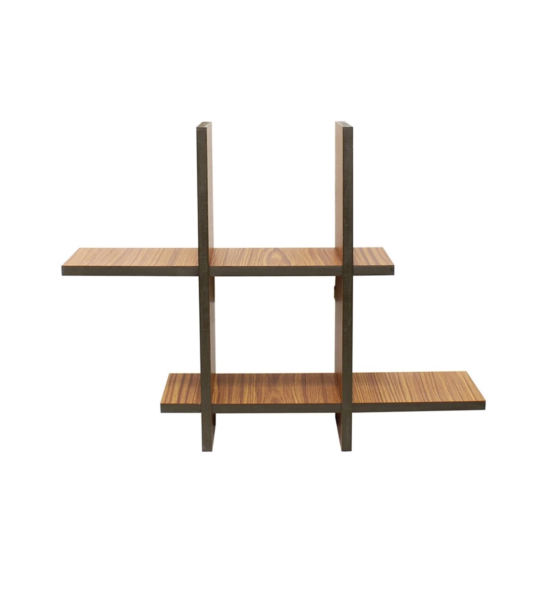 Buy Engineered Wood Floating Laminated Wood Wall Shelf in Brown Colour