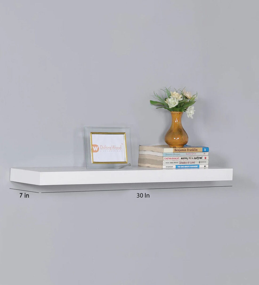 Buy Engineered Wood Floating Wall Shelf in White Colour by DriftingWood